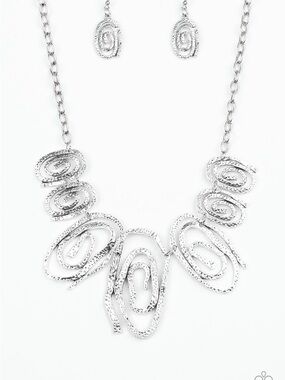 paparazzi Shiny Silver Spiral Necklace and Earring Set